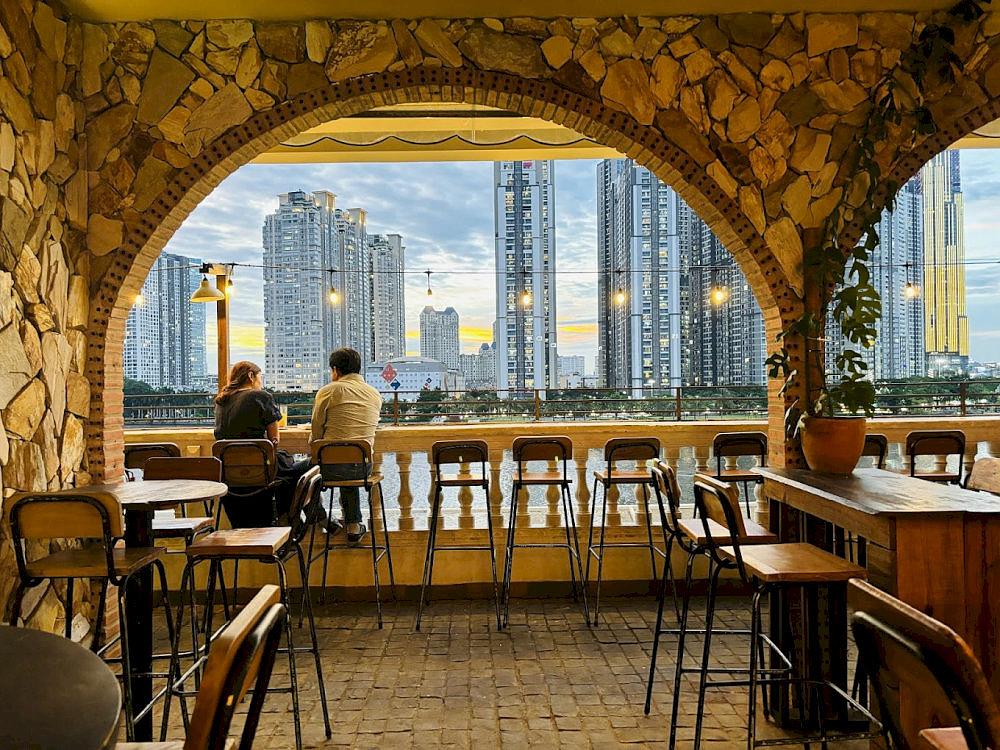 The space at Chang Vang Rooftop breathes vintage charm